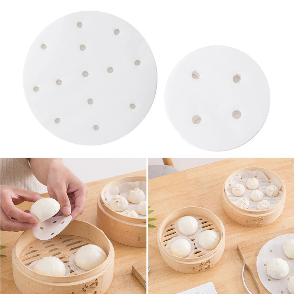 200 Sheets Round Steamer Paper Disposable Steamer Pads BBQ Silicone Oil Paper