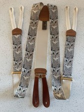 Trafalgar Calvin Curtis Owl Tapestry Suspenders Braces Y-Back USA Leather