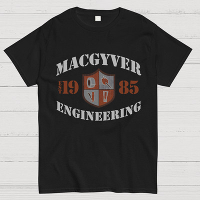 Vintage 1985 MacGyver Engineering T-Shirt Size S-4XL