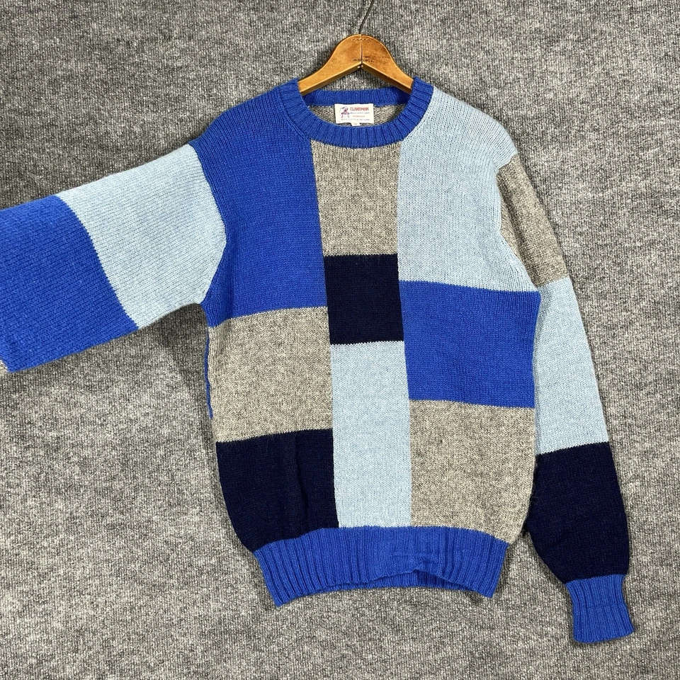 VINTAGE 60s 70s Clansman Shetland Wool Sweater Mens Medium Patchwork Color Block - Image 4 of 4
