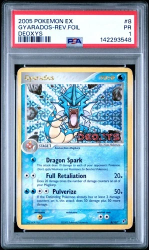 2005 POKEMON EX DEOXYS #8 GYARADOS-REVERSE FOIL PSA 1