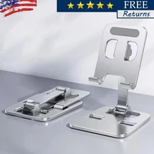 Universal Adjustable Foldable Phone iPad Tablet silver Metal Stand Holder Desk