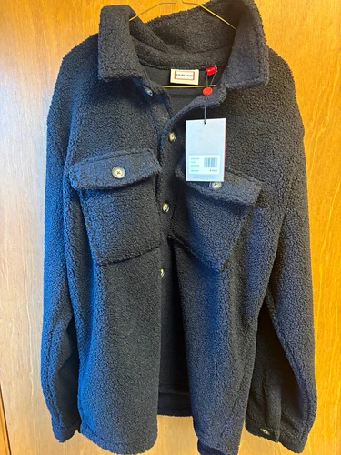 Hunter Sherpa Shirt Jacket Men's XL Black Fleece Button Front Pockets Shacket - product listing photo