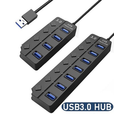 USB 3.0 Hub 4/7 Port Multi USB Splitter Expander Dock Switch Cable 30CM USA