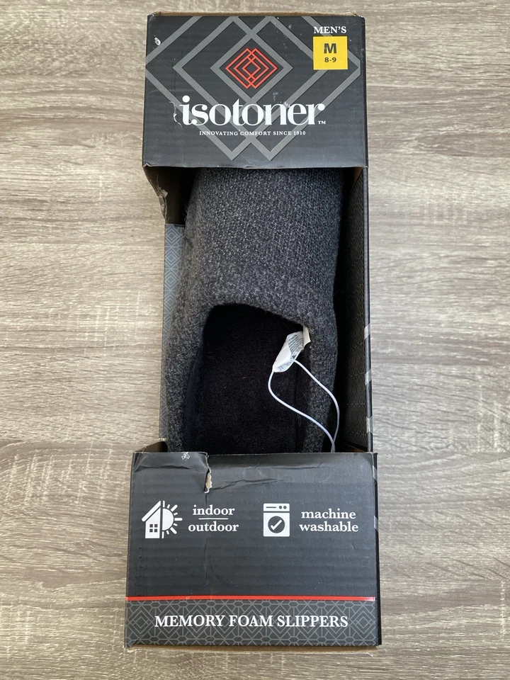 Isotoner Memory Foam Slippers Mens Size Medium Black — 第 2/4 张图片
