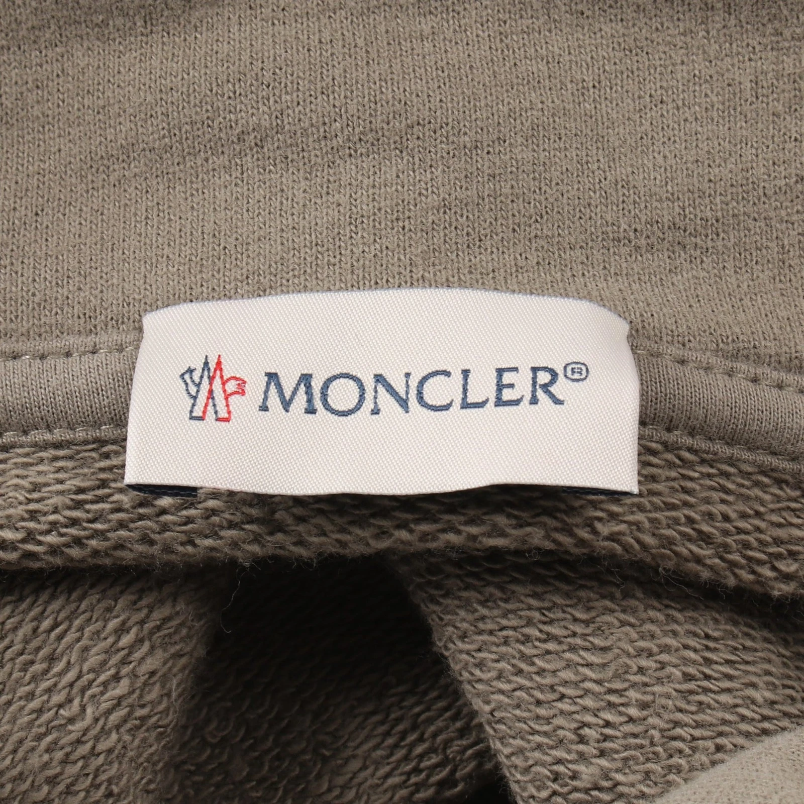 【Tops】MONCLER Felpa con Cappuccio Logo Pullover Parka Cotone Grigio Verde Moncler