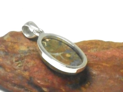 Rainforest JASPER Sterling Silver 925 Gemstone PENDANT - Gift Boxed - Picture 5 of 5
