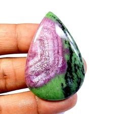 Green Red Ruby Zoisite Gemstone Pear Shape Natural Sparkle Cabochon 103Ct #10836