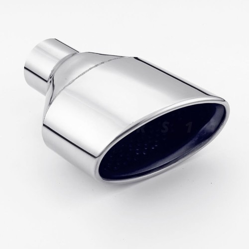Pair 2.25" In Oval Out Audi RS Look SS304 Exhaust Tips Resonated Black Inside - Picture 4 of 6