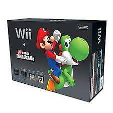 Nintendo Wii Black Console System New Super Mario Bros Bundle. No box included.