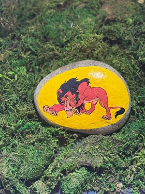 Hand Painted Disney Lion King River Rock Weather resistant