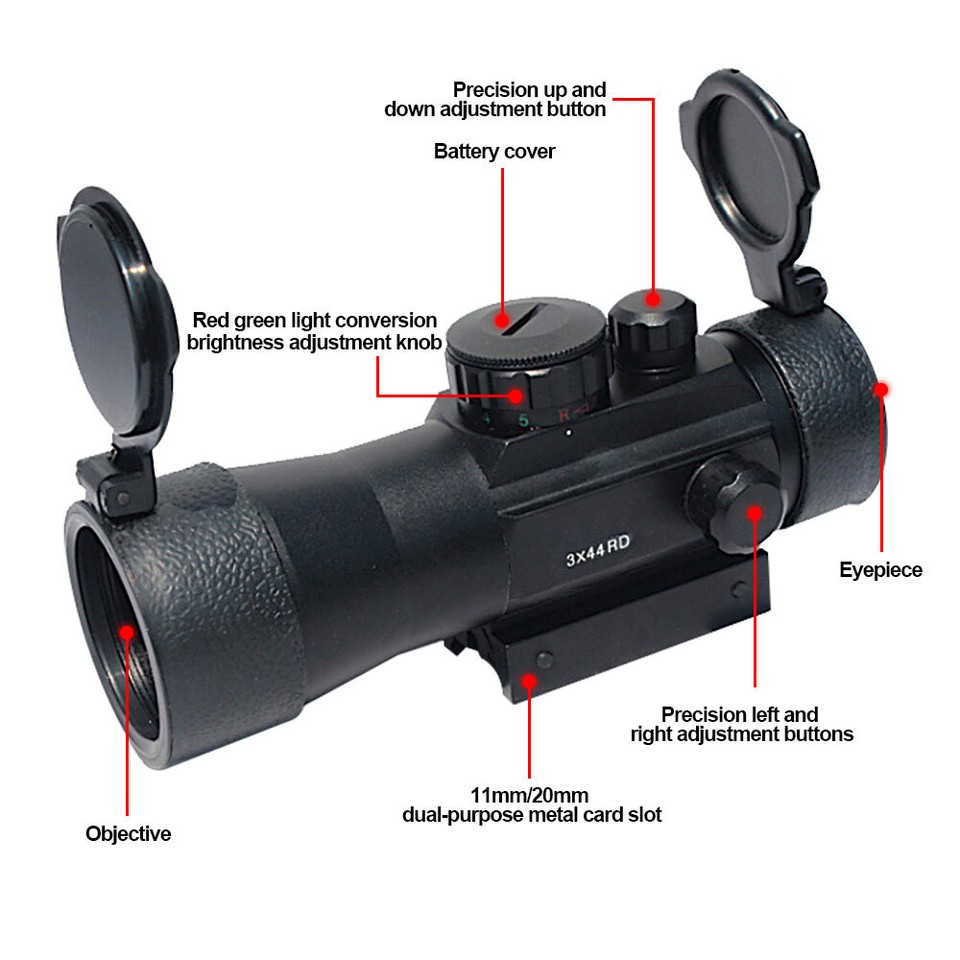 WLDOCA Red Dot Zielfernrohr 3x44mm - Vollmetall Visier Für Jagd & Sport