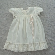 Gorgeous vintage Lucas Betty Lou sheer nylon baby christening dress lace edged
