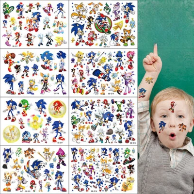 New Sonic The Hedgehog Temporary Tattoo Stickers Boys Girls Party Fun Gift Pack