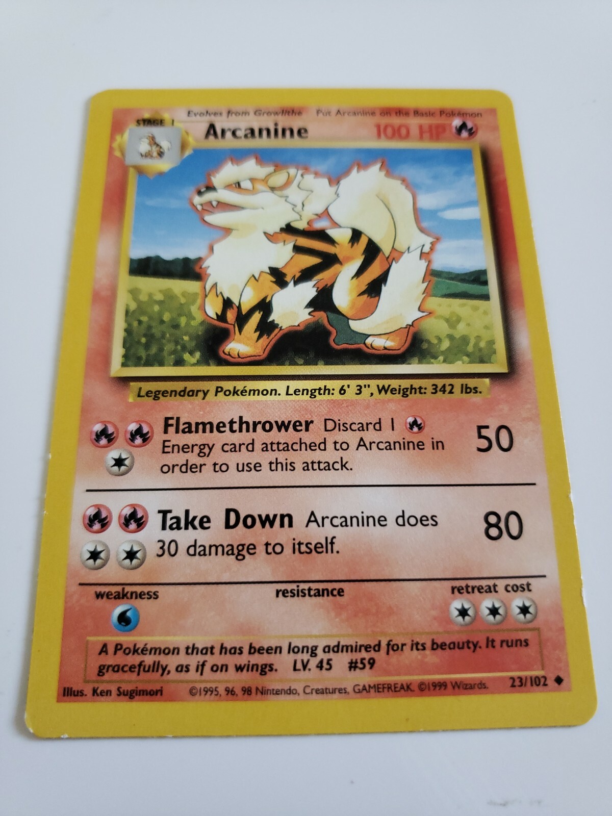 Pokemon TCG Arcanine Base Set 23/102 Regular Unlimited Uncommon