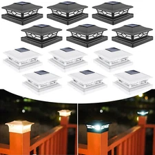 6/8/12 Pack LED Solar Post Lights Outdoor Deck Cap Fence Light PVC Vinyl 4x4 6x6