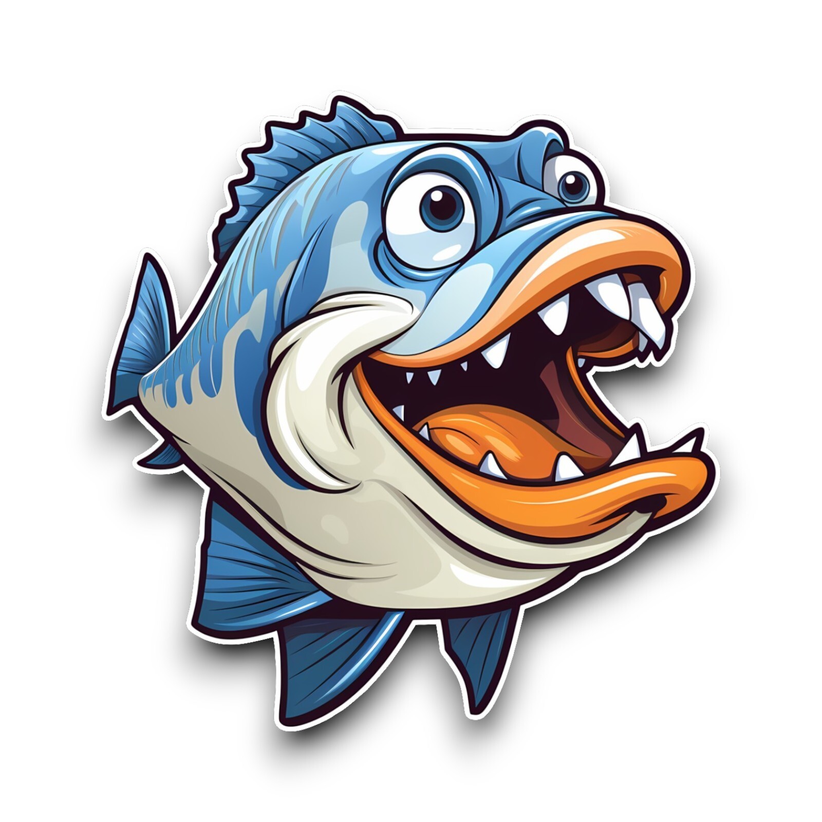 Angry Blue Fish Funny Animal Vinyl Sticker Decal Car Laptop Scrapbook ...