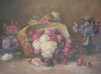 W. HONECK, GERMAN GERMANY IMPRESSIONIST ANTIQUE FLORAL FLOWERS OLD