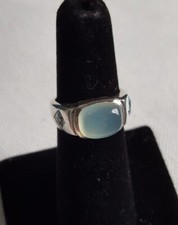 Aqua Chalcedony, Blue Topaz Ring Size 5.75 excellent condition
