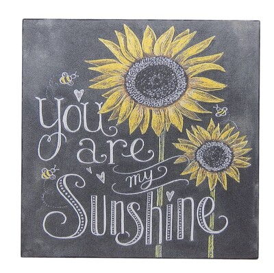 You Are My Sunshine Rustic Sunflower Floral Sign Shelf Sitter Wall Decor 5'' x 5''