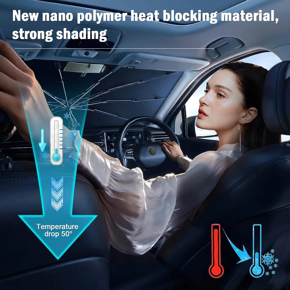 Parabrisas Coche Parasol Plegable Paraguas Ventana Delantera Cubierta Visera Paraguas Foto 4 de 4