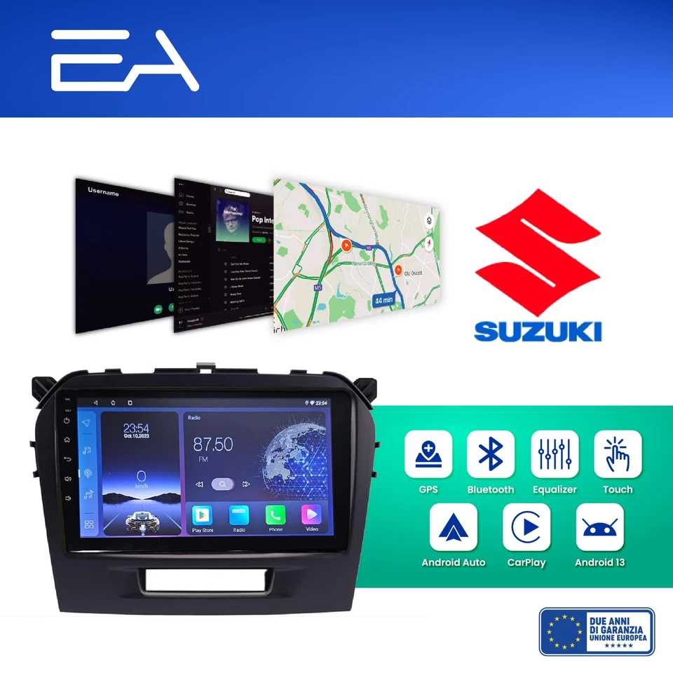 Autoradio Android per Suzuki Vitara -Octacore 4GB 64GB Carplay Telecamera HD - Immagine 2 di 4