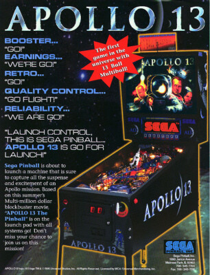 Apollo 13 Pinball (SEGA) - CPU v5.01 / DISPLAY v5.0 ROM Upgrade set