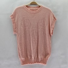 Vtg. Unbranded Women Size S/M Peach Cotton Knit Vest Sweater