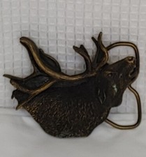 Vintage Bergamot Brass Works Elk Belt Buckle 1980