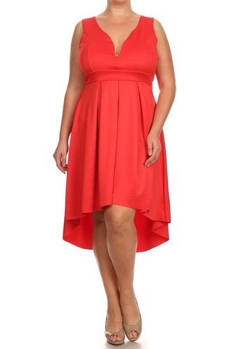 PLUS SLEEVELESS OPEN V-NECK EMPIRE WAIST HI LO HEM BLACK GOWN DRESS NEW 1X 2X 3X - Picture 2 of 6