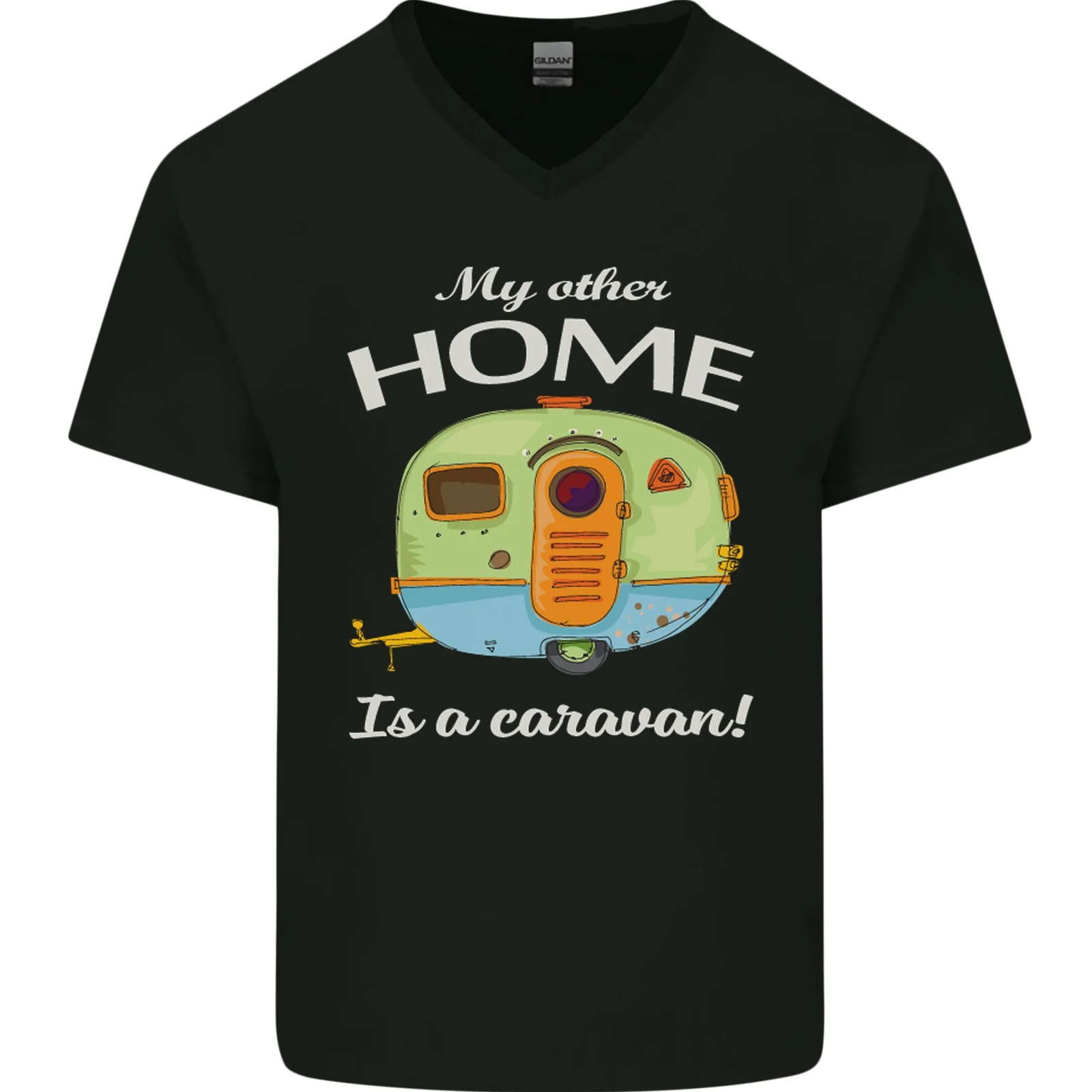 ALTRA Maglietta da uomo My Other Home Is a Caravan caravanning scollo a V cotone