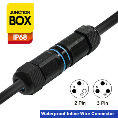 2/3 Pin Outdoor Anschlussdose IP68 Wasserdicht Elektrokabel Draht Stecker UK