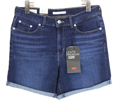 Levi's Classic Premium Big E Shorts Damen W28 Denim Neu Stretch Blau