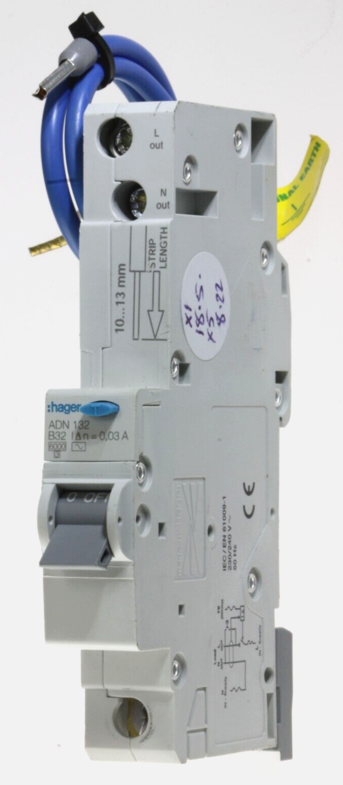 Hager ADN132 - 32a 30mA Type B Single Pole Class AC RCBO Used