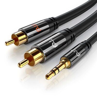Primewire HQ Platinum AUX Klinkenstecker zu 2x Cinch RCA  Premium Kabel 2,0m NEU