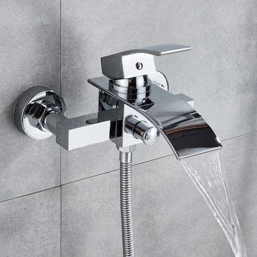 Chrom Badewannenarmatur Handbrause Wasserfall Badewanne Duschset Mischbatterie - Bild 4 von 12