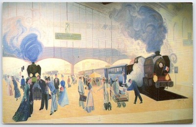 1988 La Gare du Nord Mural Postcard by Suzanne Gilliard Atlanta