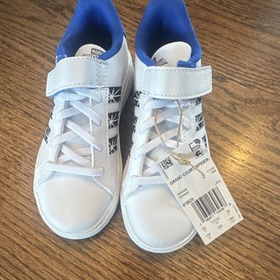 adidas Grand Court Spider-Man Kids Sneakers White/Blue/Black Hook & Loop US 12K