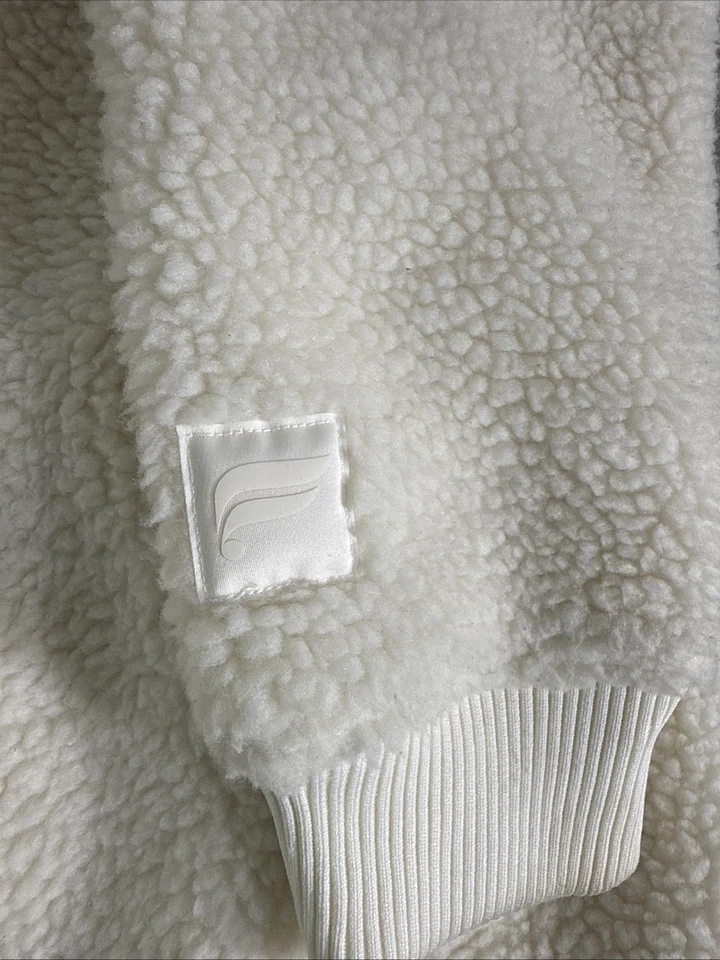 Fabletics Teddy Oversized Bomber Jacket Sz Small White Bone Khloe Sherpa Edition - Image 3 of 4