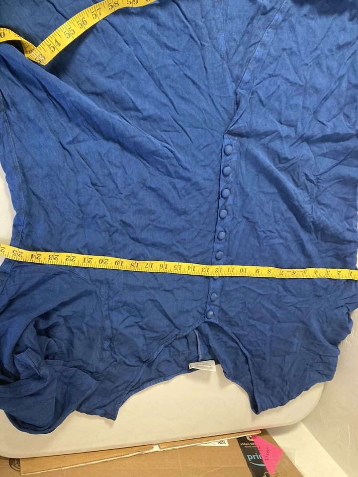 HolyClothing Dress Womens 4X Blue Long Renaissance Scoop Neck Buttons 3/4 Sleeve - Image 3 of 4
