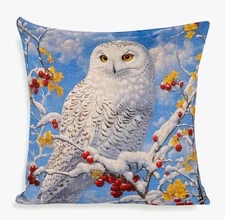 Snowy Winter Owl Double Sided Linen Throw Pillow Cover Holiday Home Decor