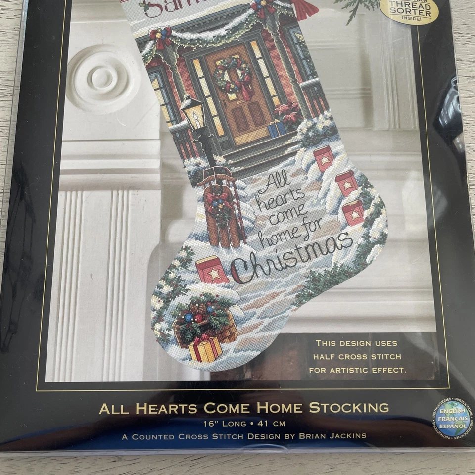 Dimensions Gold Collection All Hearts Come Home stocking cross stitch kit new - Image 4 of 4