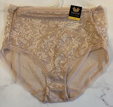 Wacoal 875340 "Net Effect" Mesh with Lace Full Brief Panty, Beige Floral Size M
