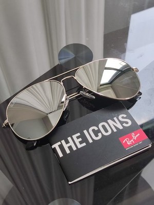 RAY-BAN RB3026, aviator sunglasses ,Silver Frame/Large 62mm Silver Lens
