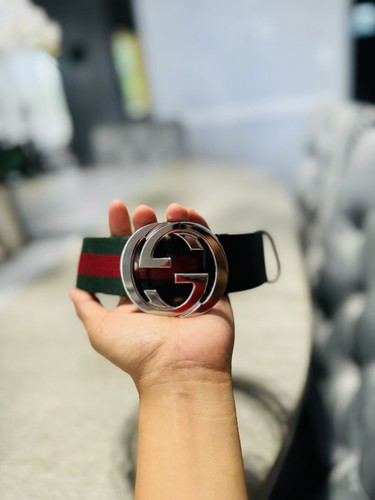 Authentic Gucci Green And Red Striped Belt, Men Size 34-36