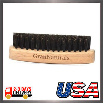  Boar Bristle Slick Back Hair Brush - Palm Size - Soft Medium Smoothing 