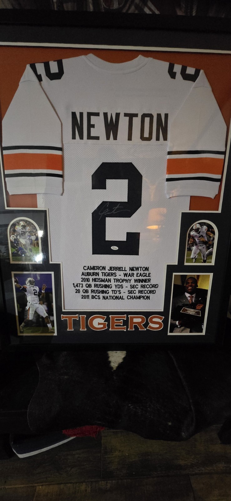 Cam Newton Framed Stat Jersey, JSA COA, Autographed Signed Auburn, Heisman Nat.champion 
