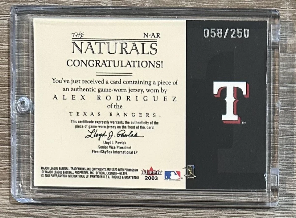 2003 Fleer Rookies & Greats #N-AR Alex Rodriguez Naturals Game Used Jersey #/250 - Image 2 of 2