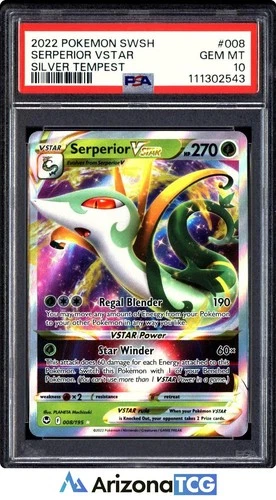 Pokemon 2022 Serperior VSTAR 008/195 Silver Tempest GEM MINT PSA 10