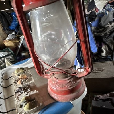 Dietz Red Kerosene Lantern - Metal & Glass Construction with Glass Globe